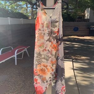 Soft Surroundings maxi floral asymmetrical dress size PS